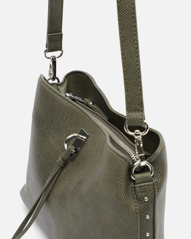 Engri kleine schoudertas met metalen details 