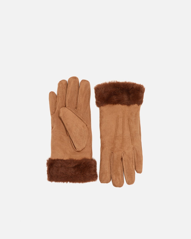 Carlota guantes de antelina con puño efecto pelo