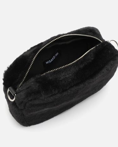 Petit sac bandoulière en fausse fourrure effet poil 