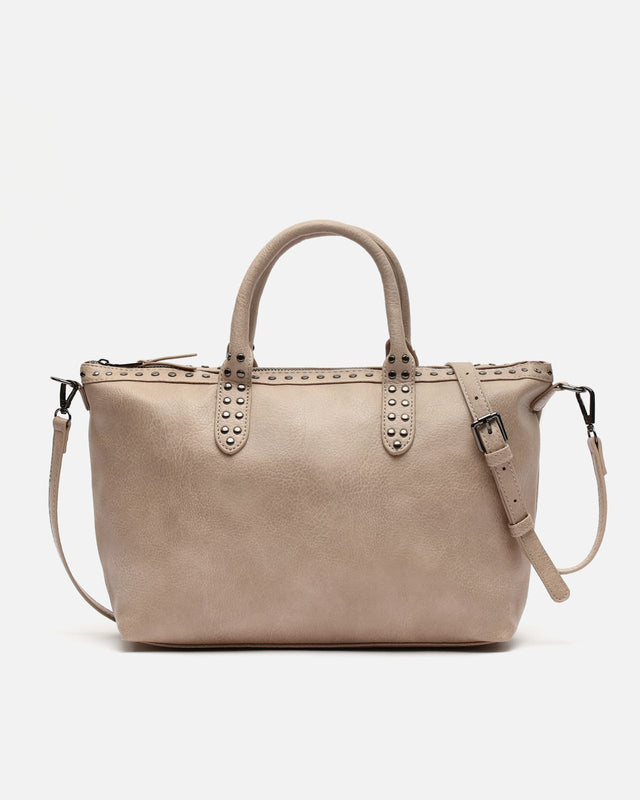 Kalani mala tote com alça de ombro e detalhes metálicos ED.