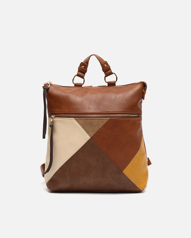 Abeya mochila anti-roubo com estampado patchwork 