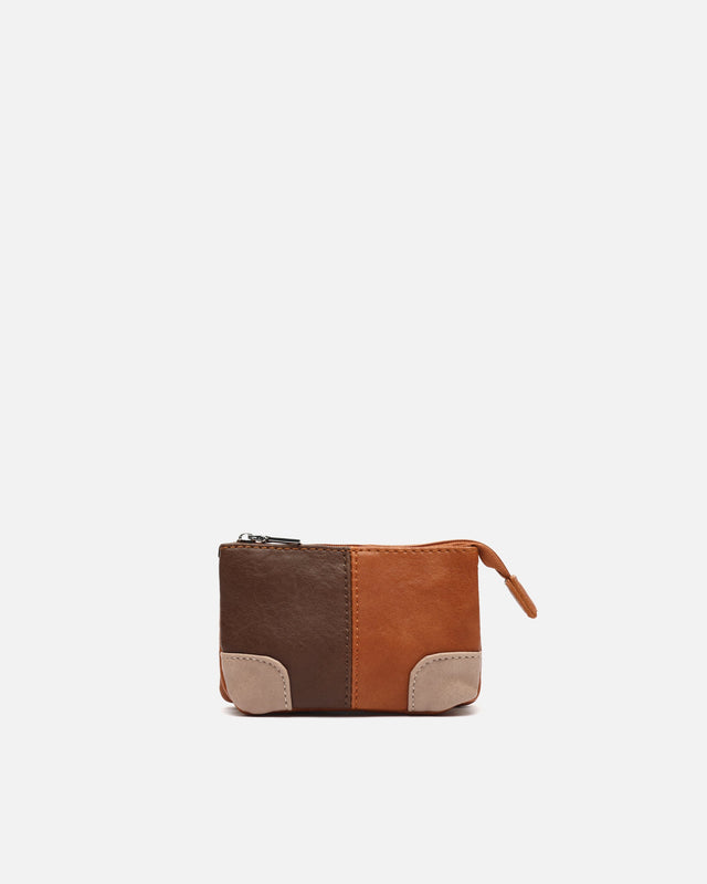 Quini patchwork print coin purse with zip closure