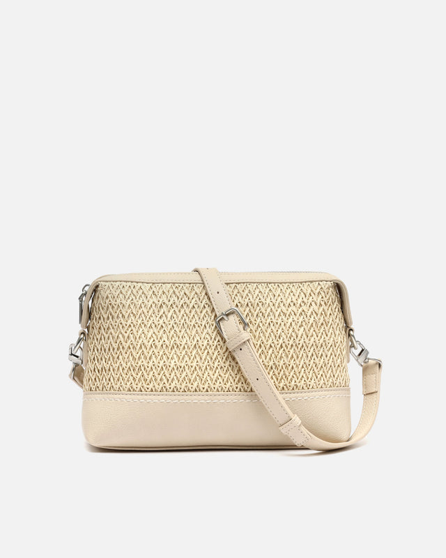 Tichito kleine Umhängetasche mit Raffia-Effekt
