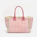 Barte bolso de hombro de tela con estampado de rayas 