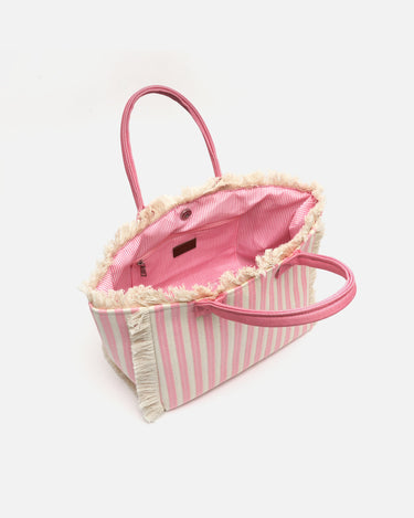 Barte bolso de hombro de tela con estampado de rayas 