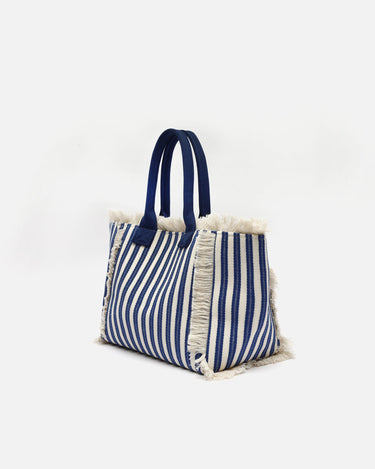 Barte bolso de hombro de tela con estampado de rayas 