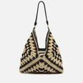 Ushu bolso hobo grande efecto rafia estampado 