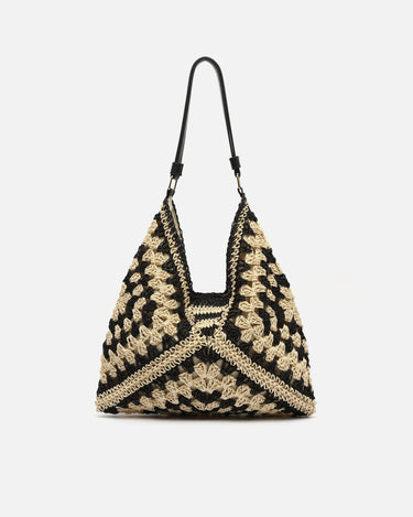 Ushu bolso hobo grande efecto rafia estampado 