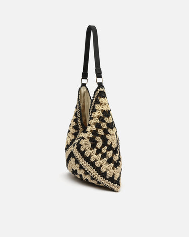 Ushu bolso hobo grande efecto rafia estampado 