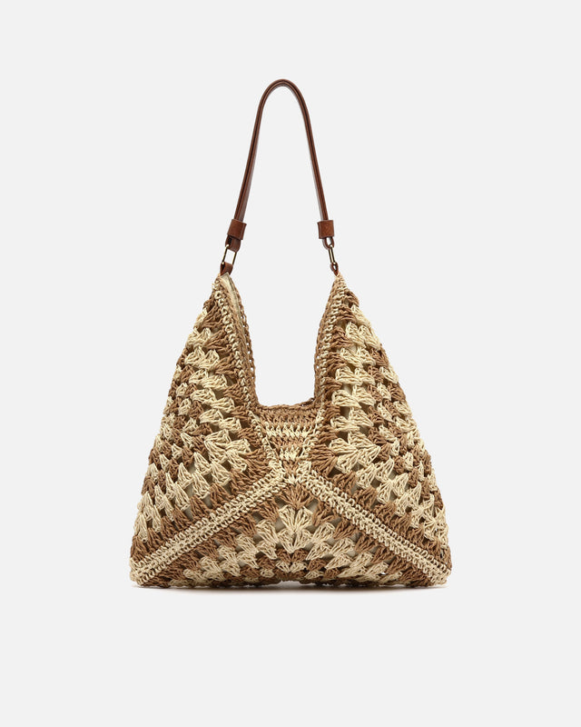 Ushu borsa hobo effetto rafia con stampa
