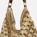 Ushu bolso hobo grande efecto rafia estampado 