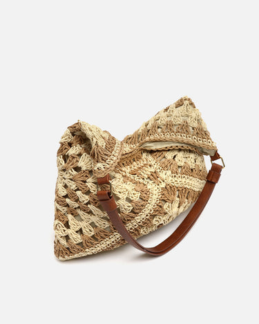 Ushu bolso hobo grande efecto rafia estampado 