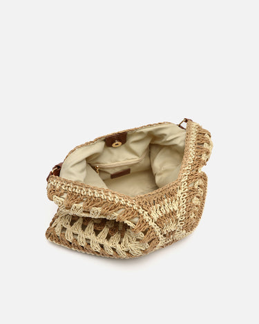 Ushu bolso hobo grande efecto rafia estampado 