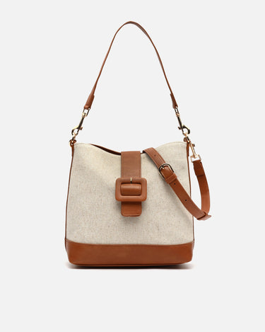Sac Sora style hobo en similicuir avec effet raphia 