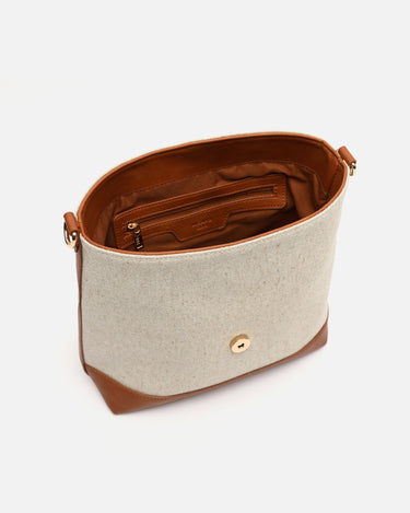 Sac Sora style hobo en similicuir avec effet raphia 