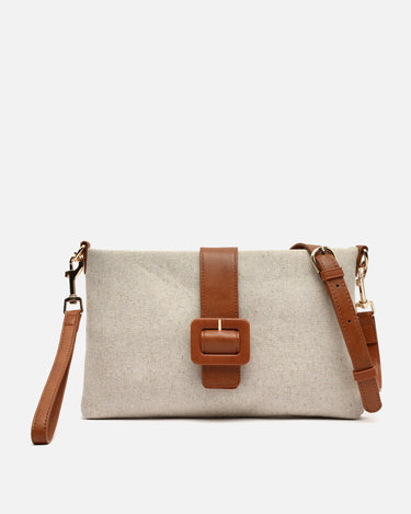 Sac à main Soro avec bandoulière effet raphia et fermeture détail 