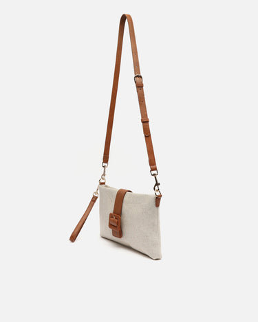 Sac à main Soro avec bandoulière effet raphia et fermeture détail 