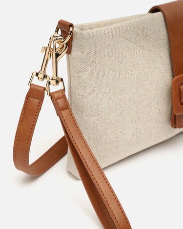Sac à main Soro avec bandoulière effet raphia et fermeture détail 