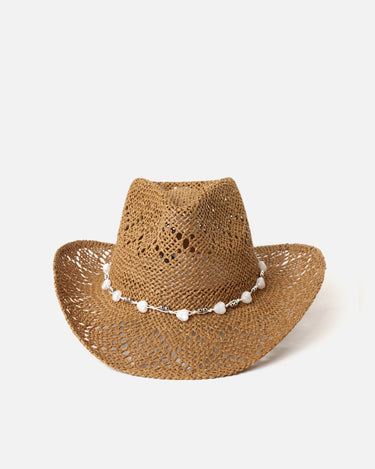 Bonnet effet raphia Niza avec détail de corde et perles 