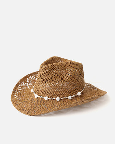 Bonnet effet raphia Niza avec détail de corde et perles 