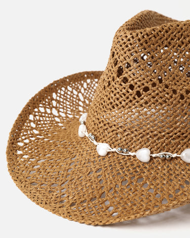 Bonnet effet raphia Niza avec détail de corde et perles 