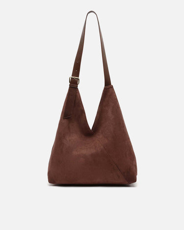 Vire bolso hobo grande efecto ante con cierre de botón 