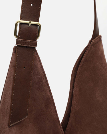 Vire bolso hobo grande efecto ante con cierre de botón 