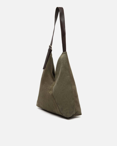 Vire bolso hobo grande efecto ante con cierre de botón 