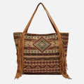 Jovana bolso shopper grande jacquard con flecos y detalles metálicos 