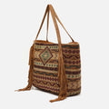 Jovana bolso shopper grande jacquard con flecos y detalles metálicos 