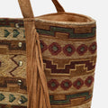 Jovana bolso shopper grande jacquard con flecos y detalles metálicos 