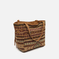 Jovana bolso shopper grande jacquard con flecos y detalles metálicos 