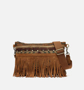 Jovani bolso bandolera jacquard con flecos y detalles metálicos 