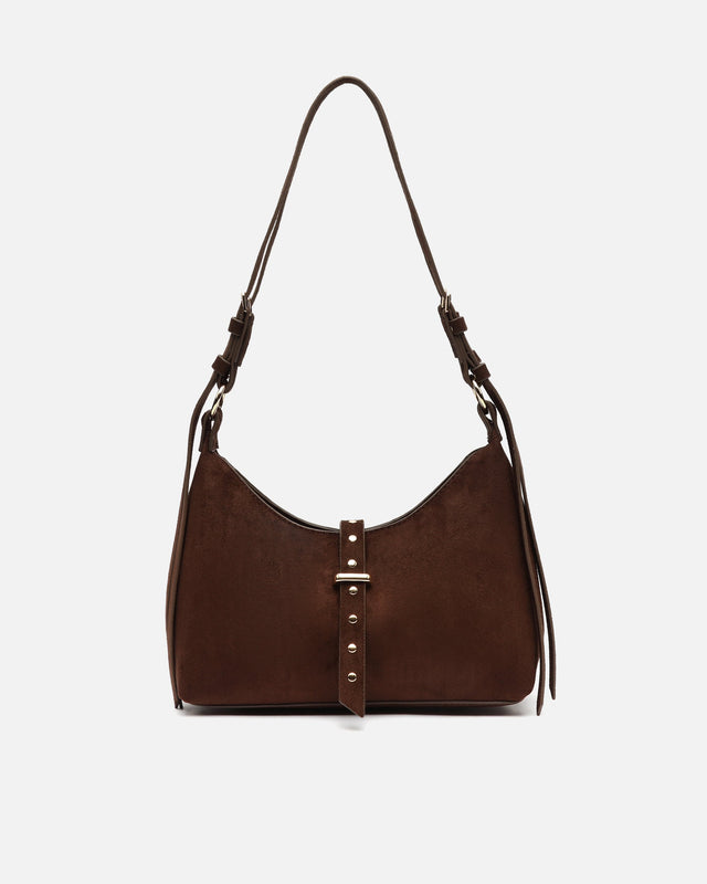 Belly borsa a tracolla piccola effetto camoscio