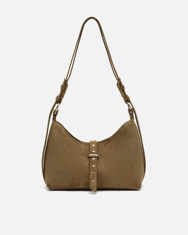 Belly borsa a tracolla piccola effetto camoscio