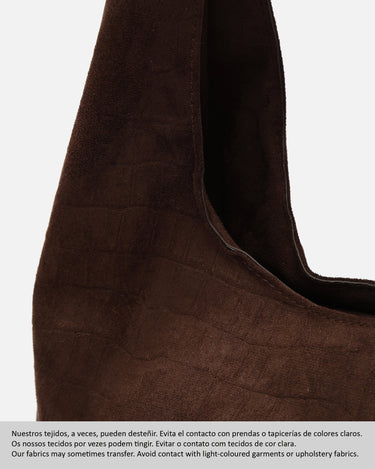 Croqui bolso hobo grande efecto ante con grabado animal print 