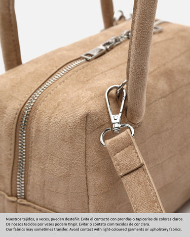 Croquito bolso de mano efecto ante con grabado animal print y asa bandolera extraíble 