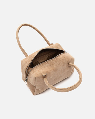 Croquito bolso de mano efecto ante con grabado animal print y asa bandolera extraíble 
