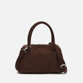 Croquito bolso de mano efecto ante con grabado animal print y asa bandolera extraíble 