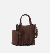 Morodi bolso tote de fiesta pequeño con flecos efecto ante y detalle colgante 