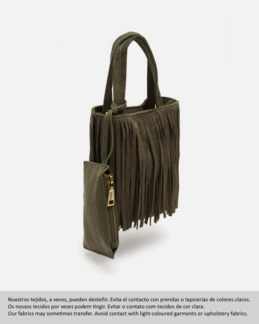 Morodi bolso tote de fiesta pequeño con flecos efecto ante y detalle colgante 