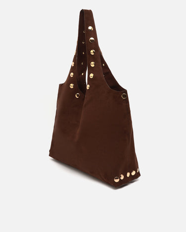 Nemi bolso hobo grande efecto ante con detalles metálicos grandes 