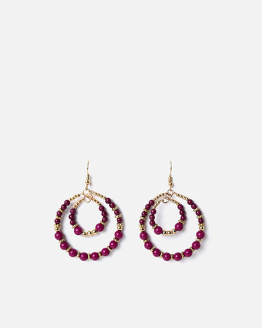 Liora pendientes de aro doble con cuentas 