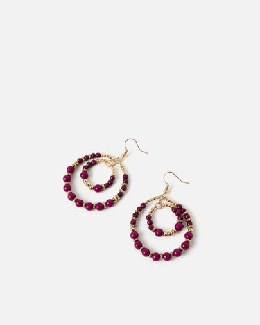 Liora pendientes de aro doble con cuentas 