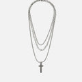 Horacio collar efecto tripe con colgante cruz 