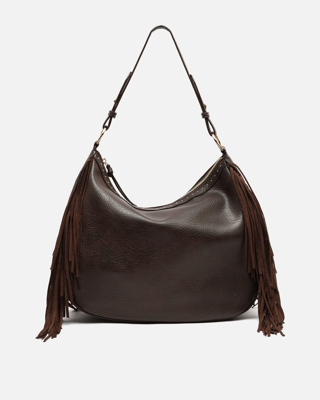 Chete hobo bag with fringes and metallic details