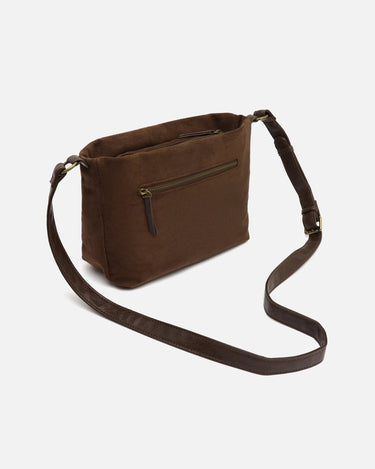 Dobli bolso bandolera efecto ante con detalles metálicos 