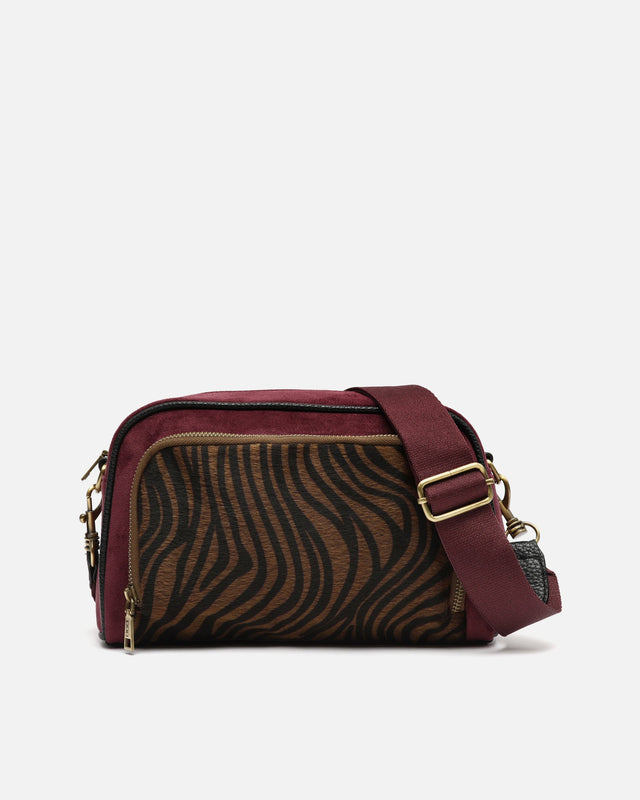 Mider sac bandoulière effet suédine et imprimé animalier