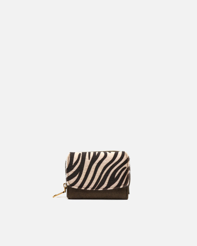 Mider kleine Geldbörse in Velourslederoptik mit Animal-Print
