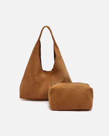 Pologito-1 mini torebka hobo z efektem zamszu z kosmetyczką 